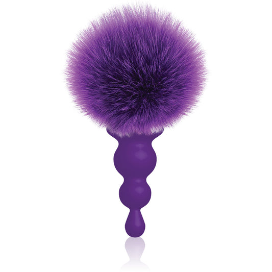 The 9's Cottontails Silicone Bunny Tail Butt Plug - Beaded Purple