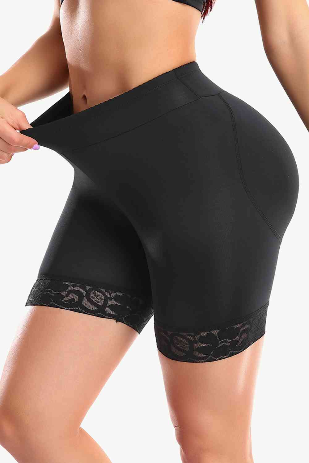 Full Size Lace Trim Lifting Pull-On Shaping Shorts